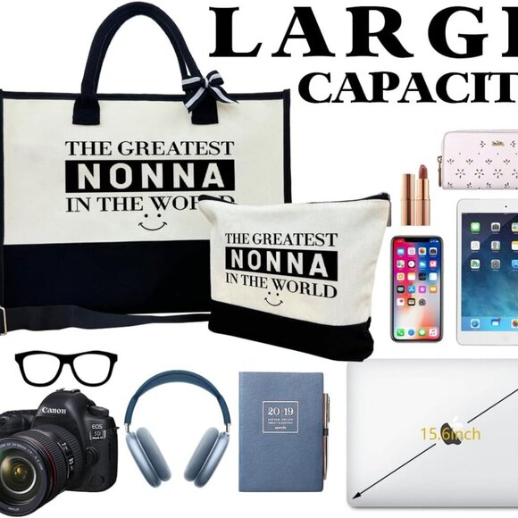 Canvas Tote Bag Large Capacity Daily Use Beach Shopping Gift - Picture 3 of 8